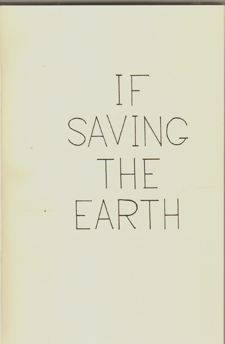 Image for IF SAVING THE EARTH