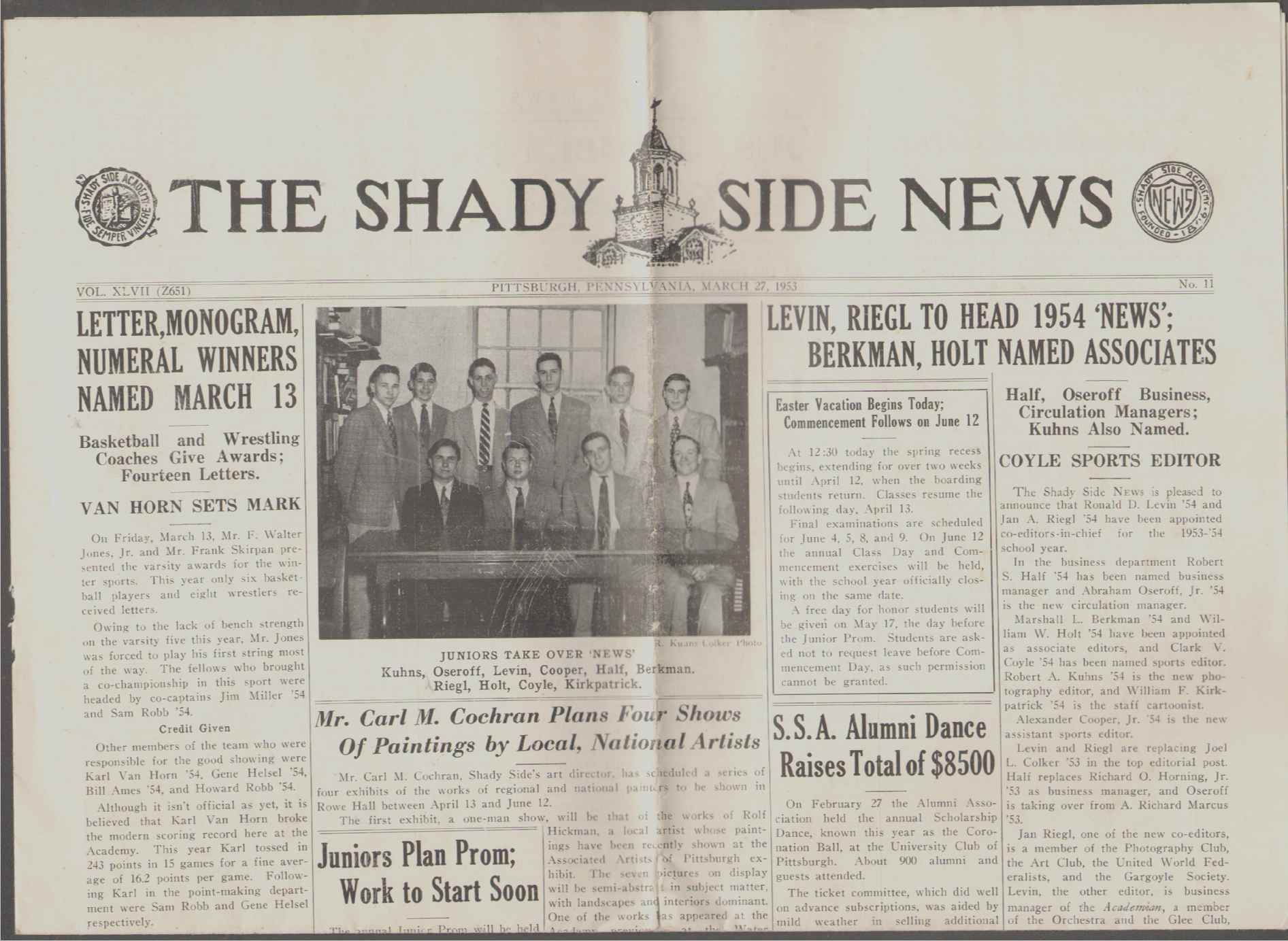 Image for THE SHADY SIDE NEWS Vol XLVII, No. 11, March 27, 1953