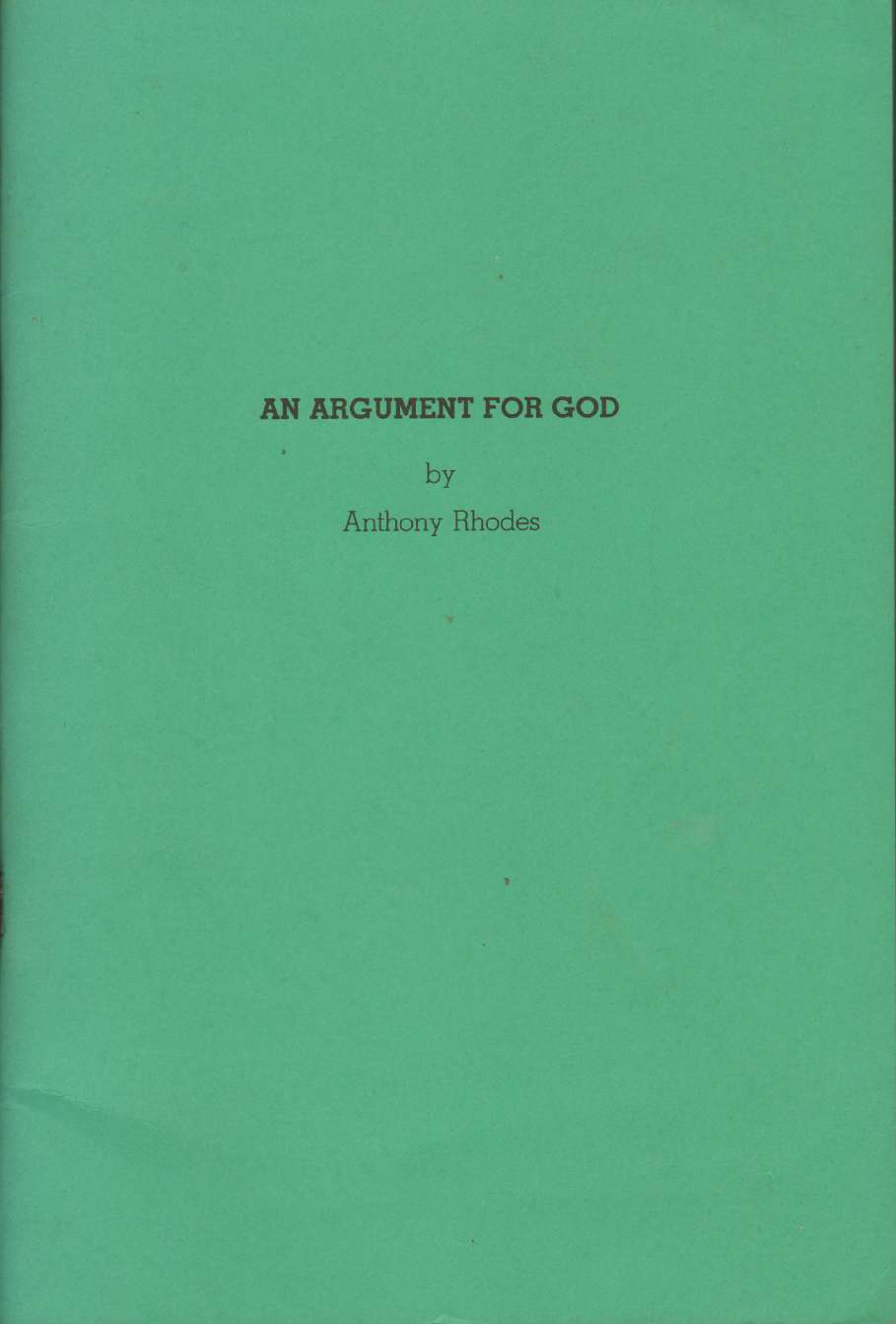 Image for AN ARGUMENT FOR GOD