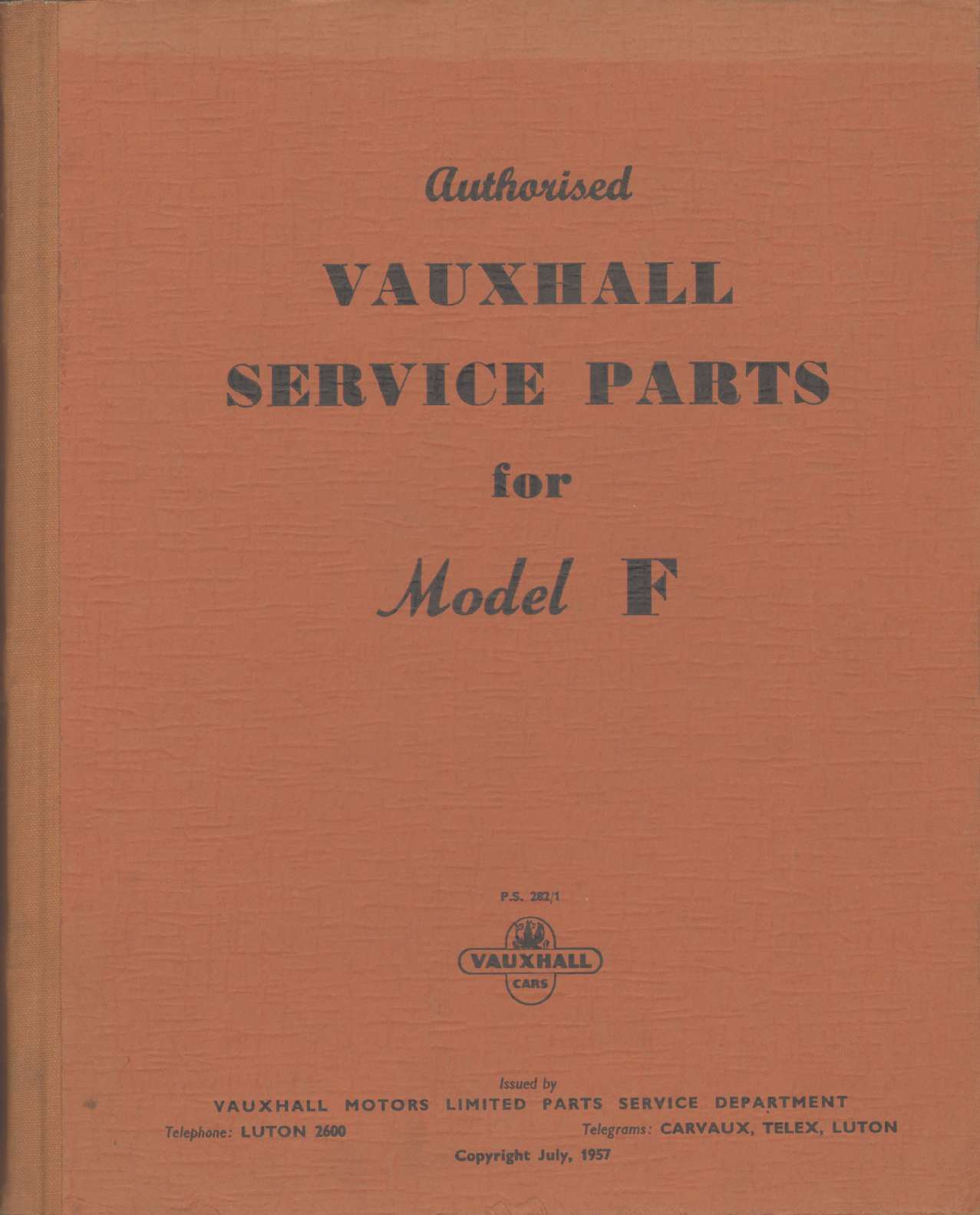 Image for VAUXHALL SERVICE PARTS FOR MODEL F