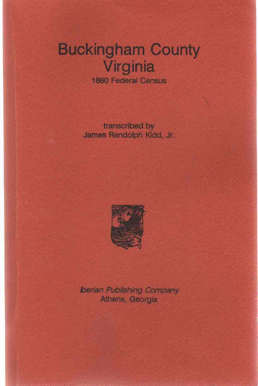 Image for BUCKINGHAM COUNTY VIRGINIA 1860 Federal Census